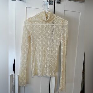 Free People Cream Lace Blouse